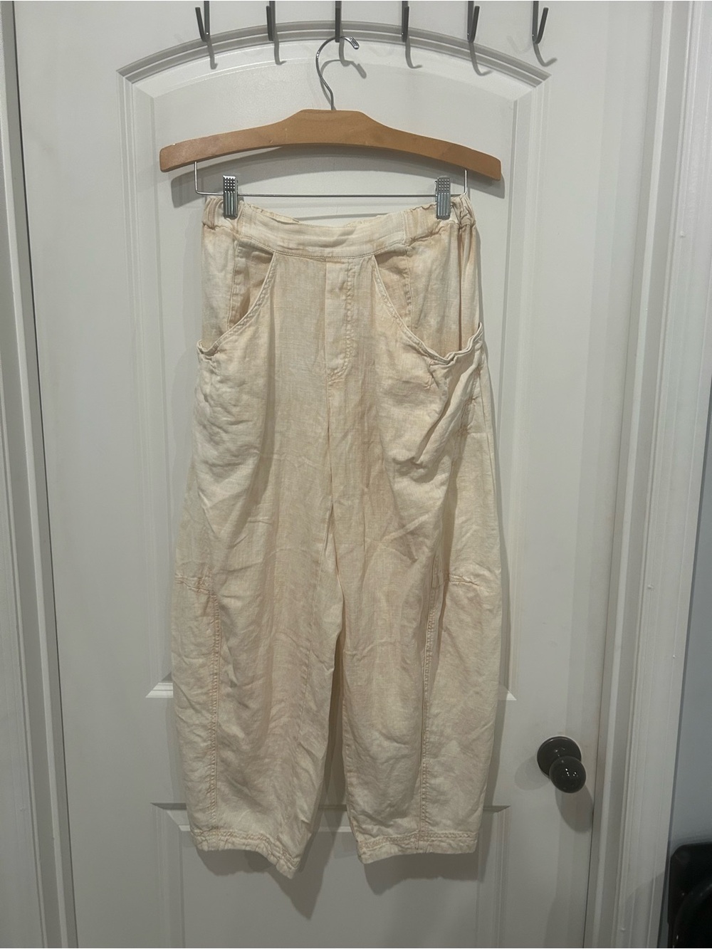 Free people Cream Wide-Leg Linen Blend Pants size  XS